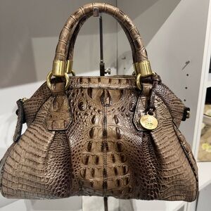 Brahmin Brown Croc-Embossed Satchel